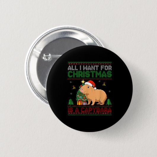 All I Want For Christmas Is A Capybara Ugly Sweate Button (Vorne & Hinten)