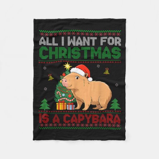 All I Want For Christmas Is A Capybara Ugly Sweate Fleecedecke (Vorderseite)