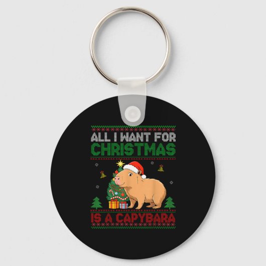 All I Want For Christmas Is A Capybara Ugly Sweate Schlüsselanhänger (Vorderseite)