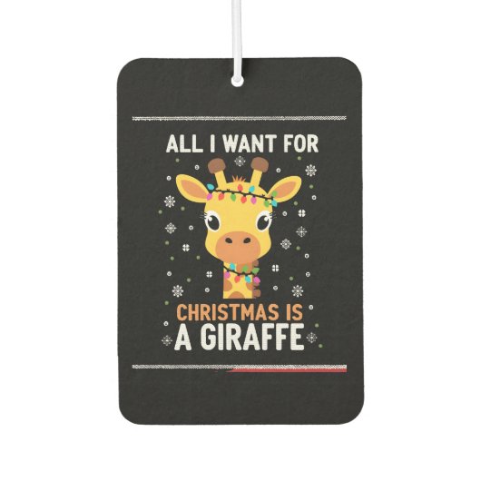 All I Want For Christmas Is A Giraffe Animal Ugly Autolufterfrischer (Vorderseite)