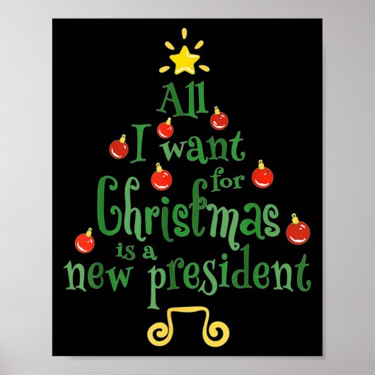 All I Want For Christmas Is A New President Funny Poster (Vorne)