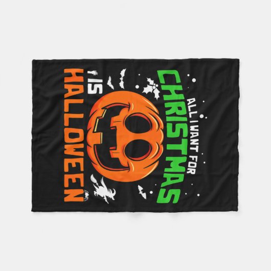 All I Want For Christmas Is Halloween Costume Idea Fleecedecke (Vorderseite (Horizontal))