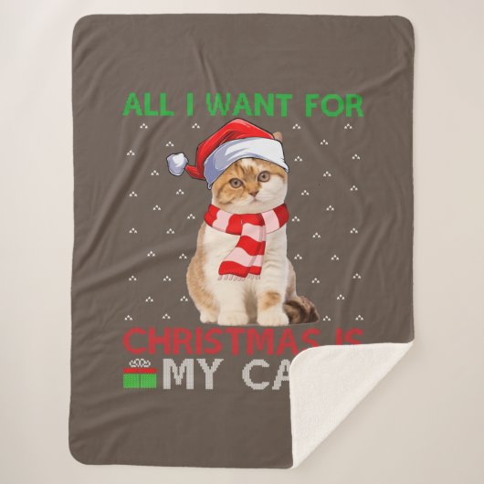 All I Want For Christmas Is My Cat Ugly Santa Cat Sherpadecke (Vorderseite)