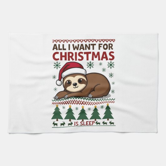 All I Want For Christmas Is Sleep - Funny Xmas Slo Geschirrtuch (Horizontal)