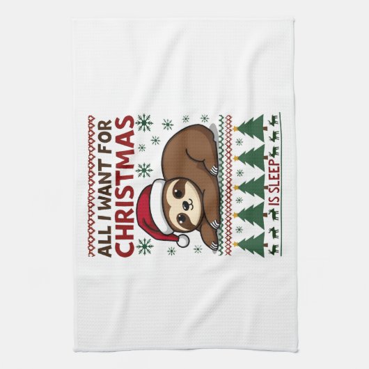 All I Want For Christmas Is Sleep - Funny Xmas Slo Geschirrtuch (Vertikal)
