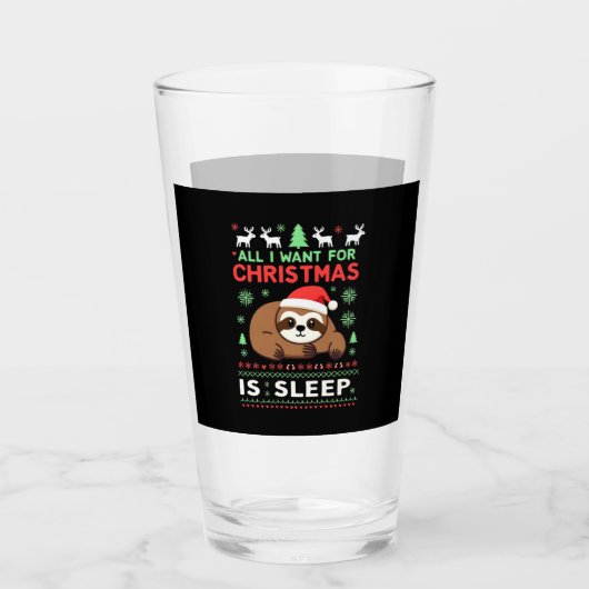 All I Want For Christmas Is Sleep - Funny Xmas Slo Glas (Vorderseite)