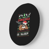 All I Want For Christmas Is Sleep - Funny Xmas Slo Große Wanduhr (Winkel)