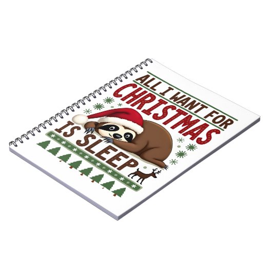 All I Want For Christmas Is Sleep - Funny Xmas Slo Notizblock (Linke Seite)