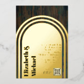 All-in1 GOLD FOIL Rustic Wood Foto QR Code Moderne Folieneinladung (Vorderseite)