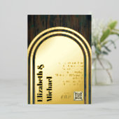 All-in1 GOLD FOIL Rustic Wood Foto QR Code Moderne Folieneinladung (Stehend vorne)