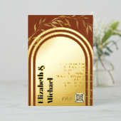 All-in1 GOLD FOIL Terracotta Foto QR Code Modern Folieneinladung (Stehend vorne)