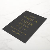 All-in-1 Black Gold Foil Wedding QR Code Folieneinladung (Gedreht)