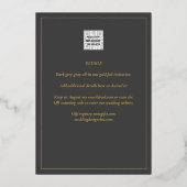 All-in-1 Black Gold Foil Wedding QR Code Folieneinladung (Rückseite)