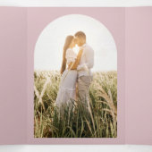 All-in-1 Dusty Rose Wedding RSVP Program FOTO Dreifach Gefaltete Einladung (Innenseite Mitte)