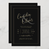 All-in-1 Elegante klassische Schwarz-GOLD-Text Hoc Einladung (Vorne/Hinten)