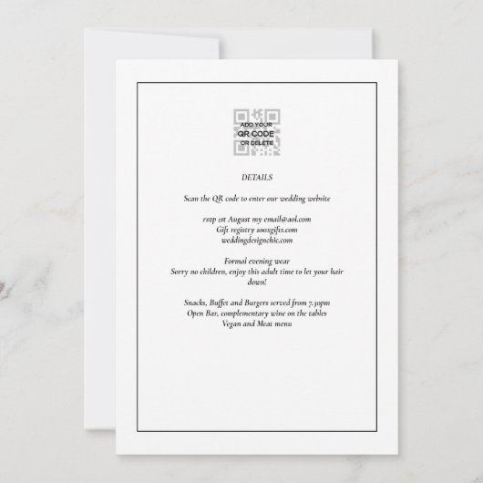 All-in-1 Elegante klassische Weiße Hochzeit Einladung (Rückseite)