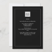 All-in-1 Eleganter klassischer Schwarz-weißer Schr Einladung (Rückseite)