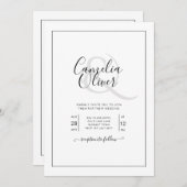 All-in-1 Eleganter klassischer Schwarzer Schriftar Einladung (Vorne/Hinten)