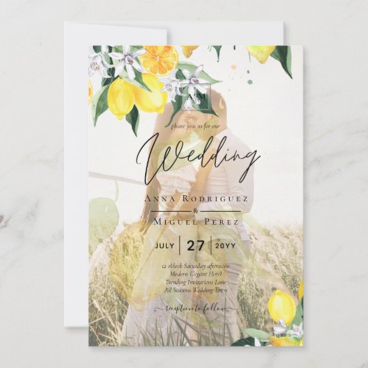 All-in-1 FOTO OVERLAY Lemons Wedding Invite QR Einladung (Vorderseite)