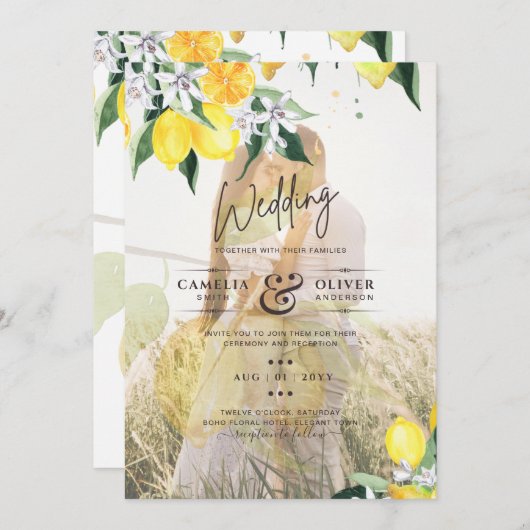 All-in-1 FOTO OVERLAY Lemons Wedding Invite QR Einladung (Vorne/Hinten)