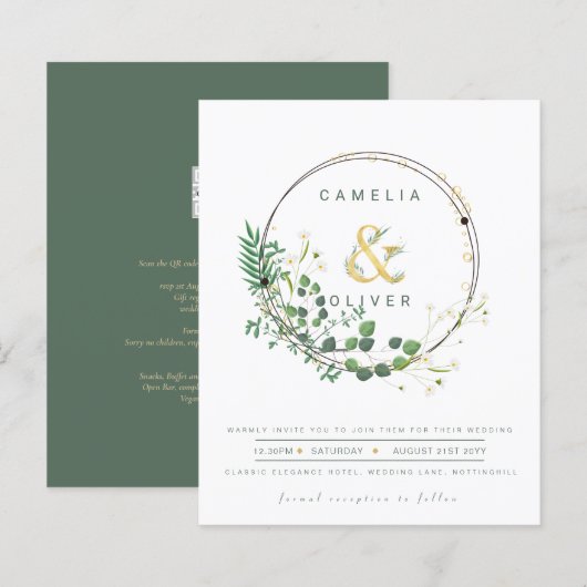 All-in-1-Gold-Kranz QR-Code Hochzeitscodierung (Vorne/Hinten)