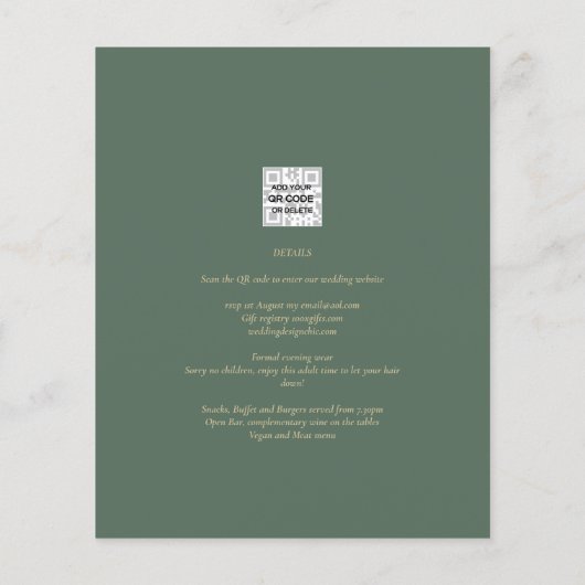 All-in-1-Gold-Kranz QR-Code Hochzeitscodierung Flyer (Hinten)