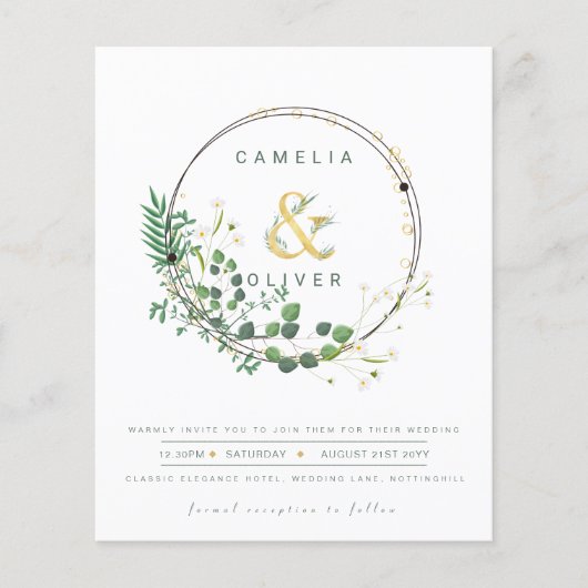 All-in-1-Gold-Kranz QR-Code Hochzeitscodierung Flyer (Vorne)