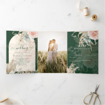 All-in-1 Green Pampas Grass Peach Wedding FOTO