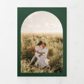 All-in-1 Green Pampas Grass Peach Wedding FOTO T Dreifach Gefaltete Einladung (Cover)