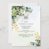 All-in-1 Greenery Gold Eukalyptus Blätter Hochzeit Einladung (Rückseite)