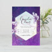 All-in-1 Plum Lila Blumenhochzeit Einladung (Stehend Vorderseite)