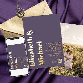 All-in-1 REAL GOLD FOIL Mauve Foto QR Code Modern Folieneinladung