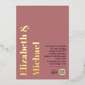 All-in-1 REAL GOLD FOIL Pink Foto QR Code Moderner Folieneinladung (Vorderseite)