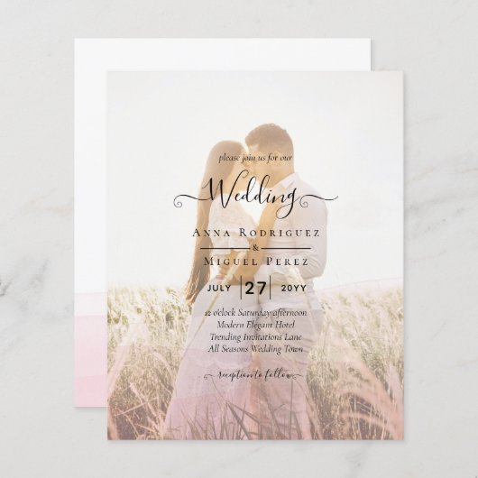 All-in-1 Rosa Ombre Foto Overlay HochzeitQR-Code (Vorne/Hinten)