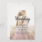 All-in-1 Rosa Ombre Foto Overlay HochzeitQR-Code Einladung (Vorderseite)