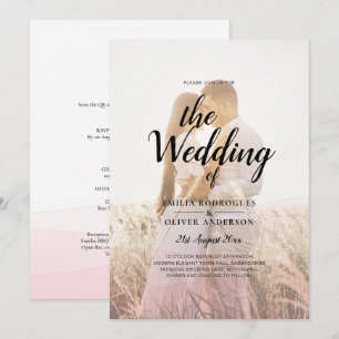 All-in-1 Rosa Ombre Foto Overlay HochzeitQR-Code Einladung