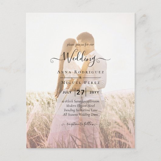 All-in-1 Rosa Ombre Foto Overlay HochzeitQR-Code Flyer (Vorne)