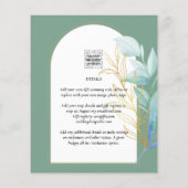 All-in-1 Sea Glass Aqua Green Gold Blätter Hochzei Flyer (Hinten)