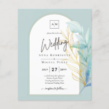 All-in-1 Sea Glass Aqua Green Gold Blätter Hochzei