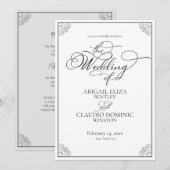 All-In-On Simple Classic Black & White Wedding Einladung (Vorne/Hinten)