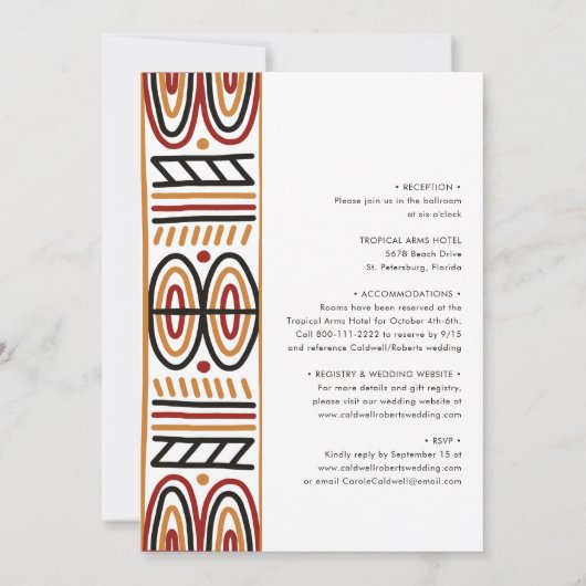 All in one African Motif Monogram Modern Wedding Einladung (Rückseite)