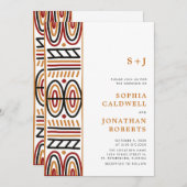 All in one African Motif Monogram Modern Wedding Einladung (Vorne/Hinten)