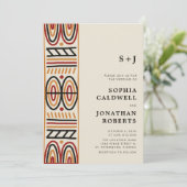 All in one African Motif Monogram Modern Wedding Einladung (Stehend Vorderseite)