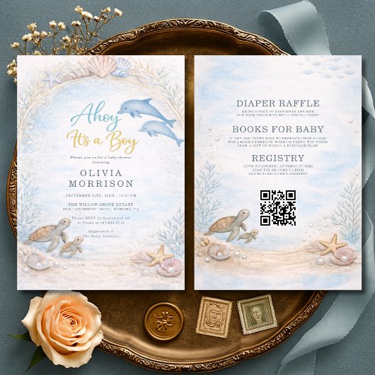 All in One Ahoy It's a Boy Baby Shower Einladung