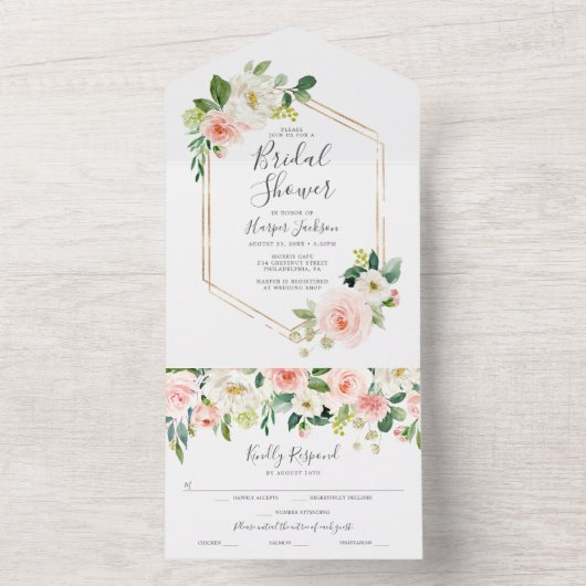 All in One Airush Blush Gold Brautparty Einladung (Innen Boden)