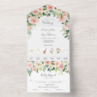 All in one Airy Blush Gold Timeline Einladung