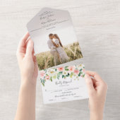 All in One Airy Blush Wedding Einladung mit Foto (Abreißen)