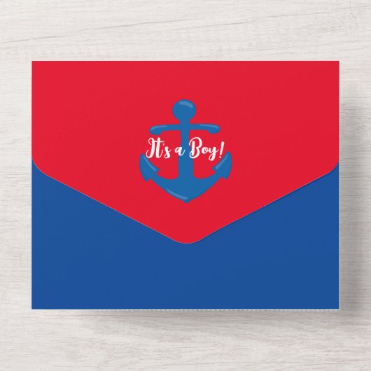 All in One Baby Dusche Boy Nautical Invasion All In One Einladung (Rückseite)