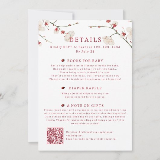 All in one Baby in Bloom QR Code Dusche Einladung (Rückseite)
