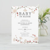 All in one Baby in Bloom QR Code Dusche Einladung (Stehend Vorderseite)